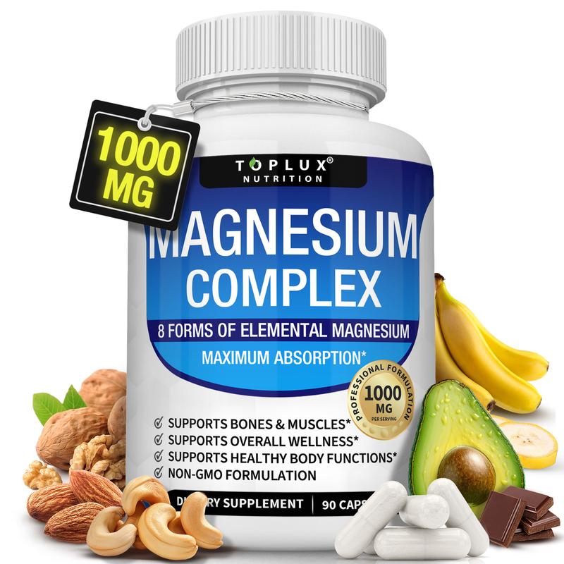 Unlock Your Wellness with Toplux Magnesium Complex - 8 Essential Magnesium Forms in One Powerful Capsule (1000mg)